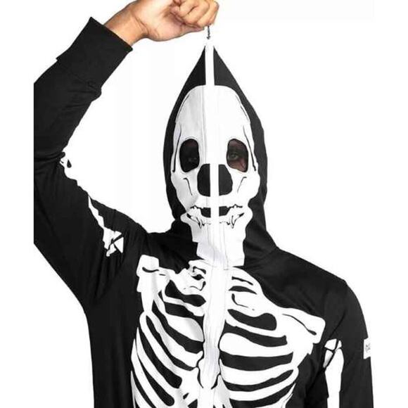 TIPSY ELVES ONE PIECE ZIP UP MASK SKELETON JUMPSUIT Unisex Size Small HALOWEEN - Picture 6 of 7